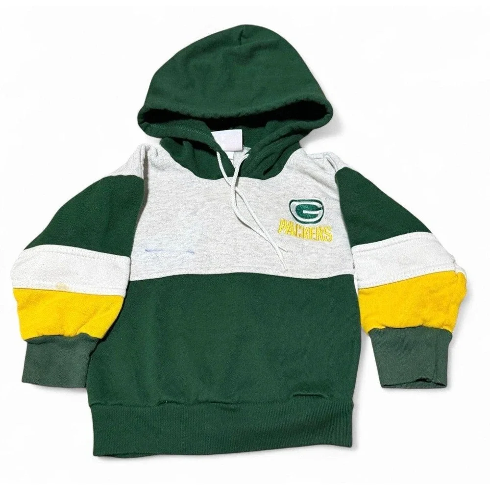 Vintage Green Bay Packers Toddler 3T Team One USA Colorblock Hoodie NFL